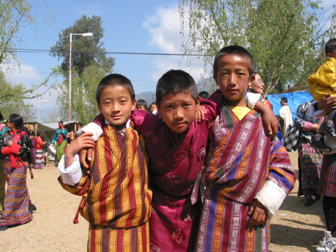 Bhutanese boys in gho